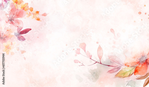 pink watercolor splash background. Spring floral in watercolor background. Elegant botanical suitable for fabric, prints, cover.
