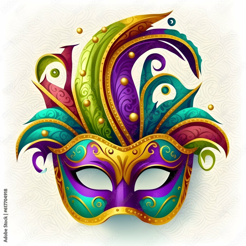 highly detailed mardi gras design cute funny clipart style vector style white background 