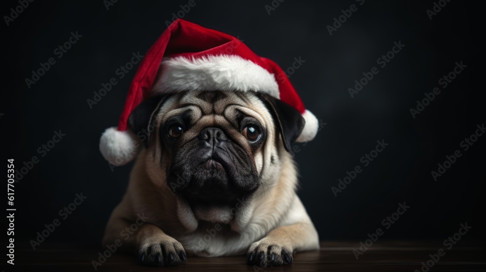The Festive Canine: Dog in a Santa Hat Radiates Holiday Happiness and Cheer