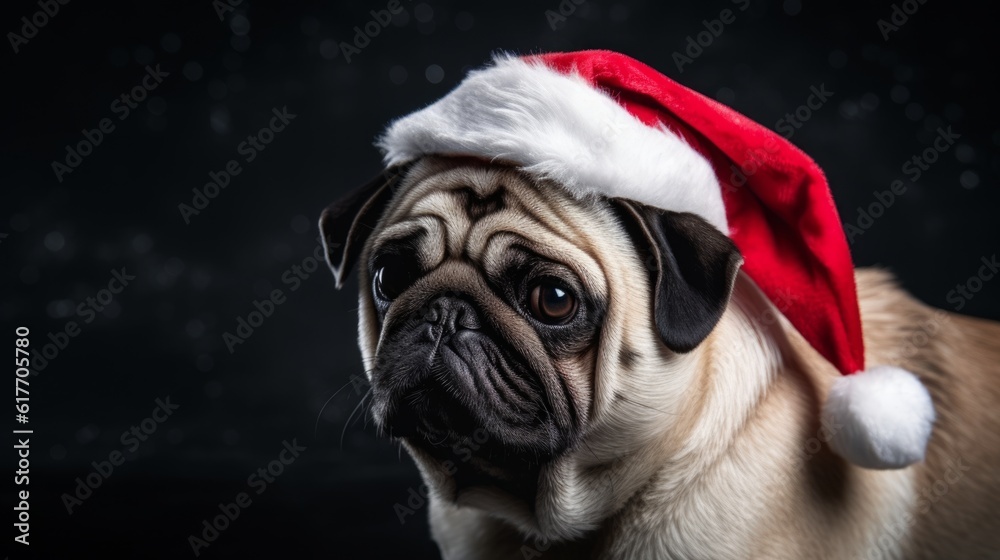 Festive Fluffiness: Dog in a Santa Hat Radiates Christmas Magic and Furry Hugs