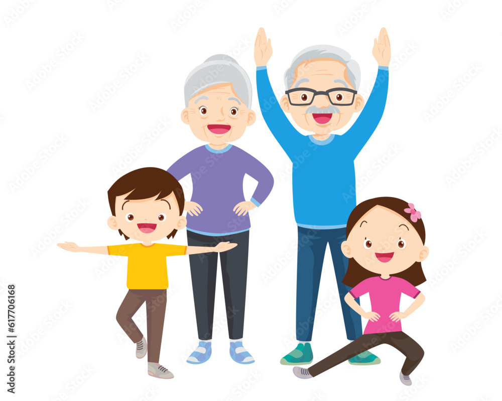 Happy Family Sport Activity. Mother, Father and Kid Doing Morning Exercising at Home Happy Family Sport Activity. Mother, Father and Kid Doing Morning Exercising at Home