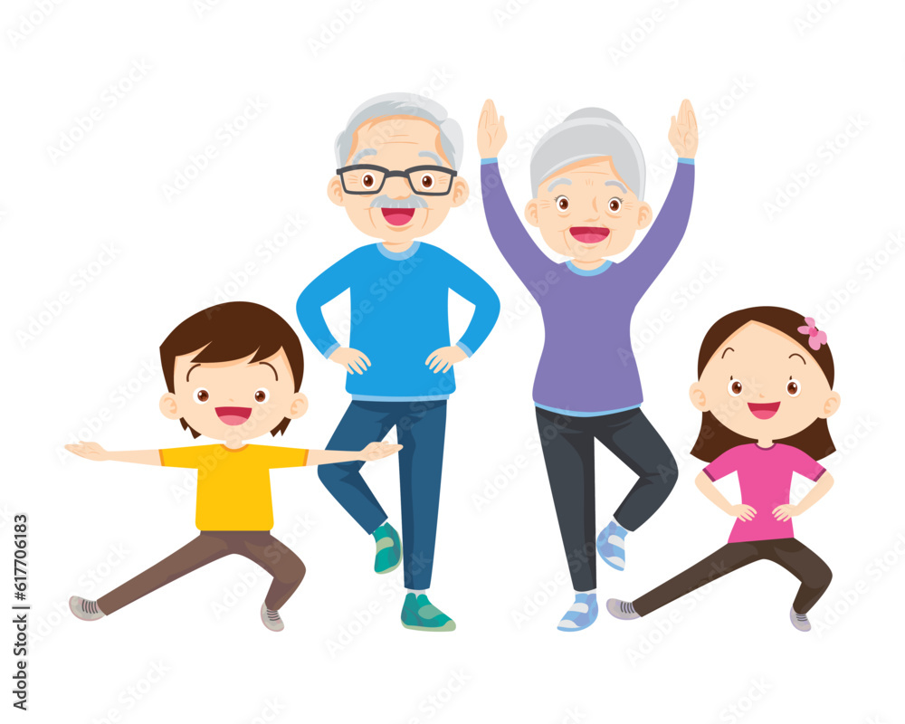 Happy Family Sport Activity. Mother, Father and Kid Doing Morning Exercising at Home Happy Family Sport Activity. Mother, Father and Kid Doing Morning Exercising at Home