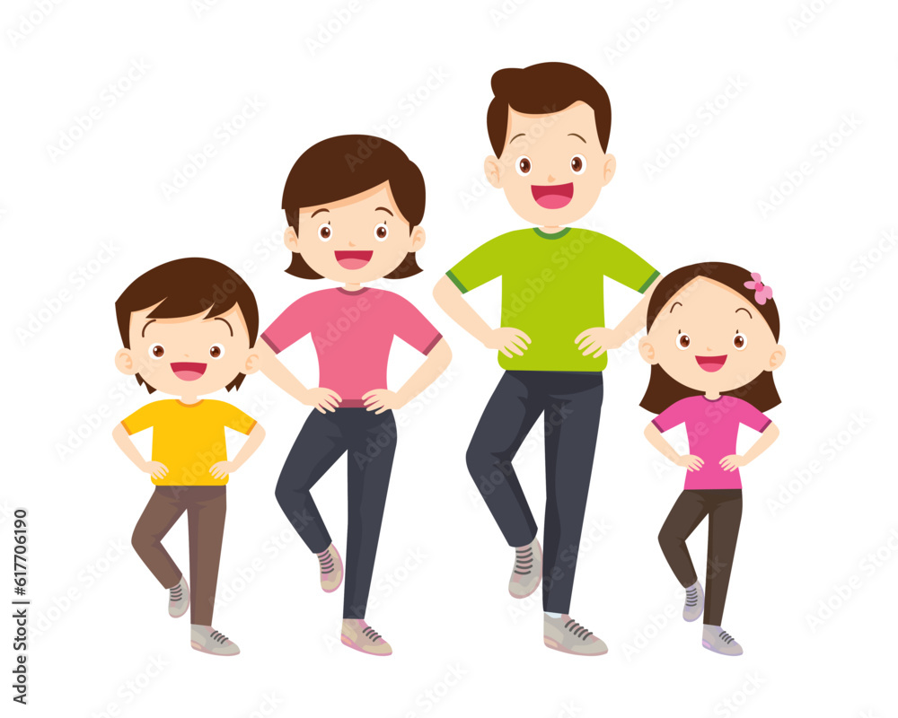 Happy Family Sport Activity. Mother, Father and Kid Doing Morning Exercising at Home Happy Family Sport Activity. Mother, Father and Kid Doing Morning Exercising at Home
