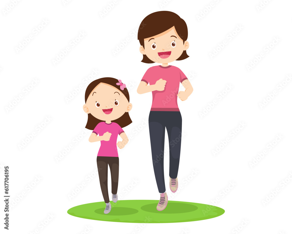Happy Family Sport Activity. Mother, Father and Kid Doing Morning Exercising at Home Happy Family Sport Activity. Mother, Father and Kid Doing Morning Exercising at Home