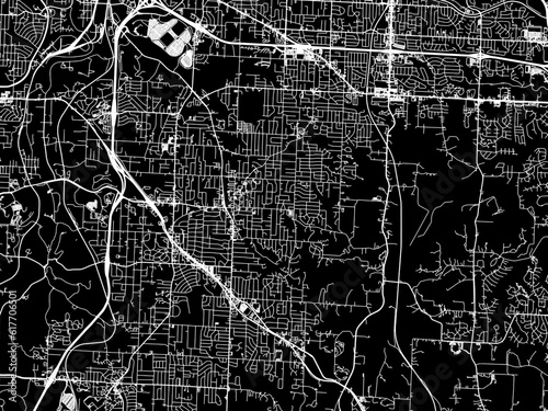 Vector road map of the city of  Raytown Missouri in the United States of America with white roads on a black background. photo