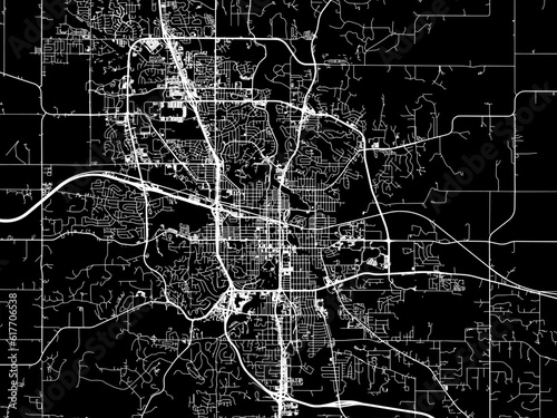 Vector road map of the city of  Rochester Minnesota in the United States of America with white roads on a black background. photo