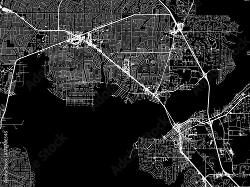 Vector road map of the city of  Port Charlotte Florida in the United States of America with white roads on a black background. photo