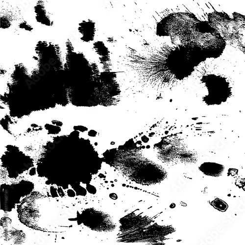 Blots and blemishes black grunge illustration against a white surface