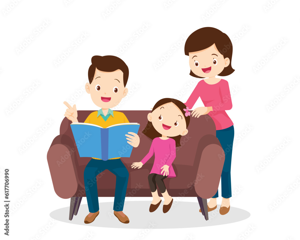 family and girl reading book 2 family and girl reading book 2