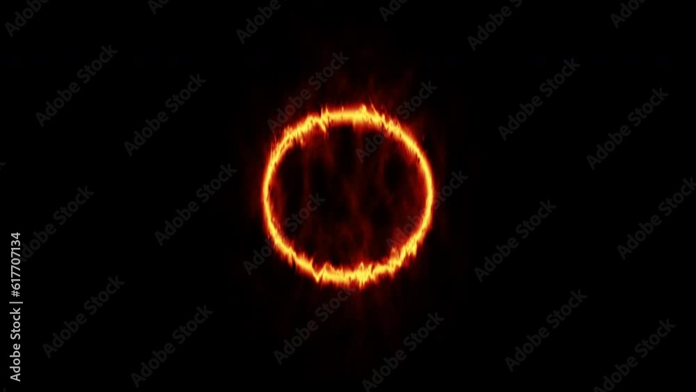 3D rendered animation of a burning fire ring isolated on the empty black background 3D rendered animation of a burning fire ring isolated on the empty black background