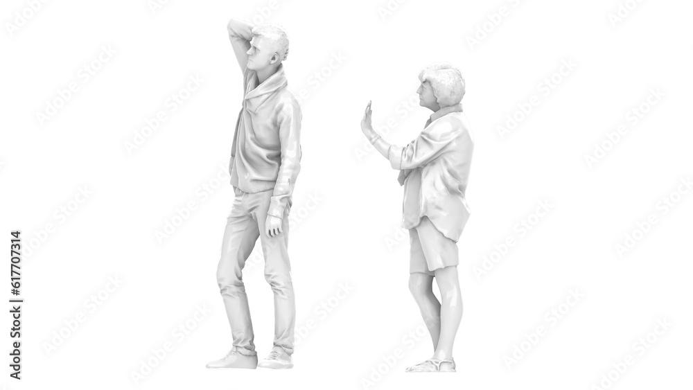 3D High Poly Humans - SET6 Monochromatic - Lateral View 2 3D High Poly Humans - SET6 Monochromatic - Lateral View 2