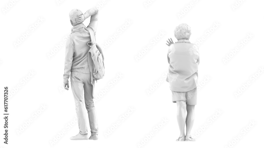3D High Poly Humans - SET6 Monochromatic - Back View 3D High Poly Humans - SET6 Monochromatic - Back View
