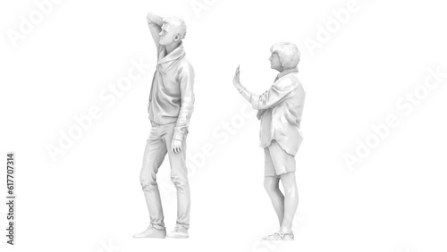 3D High Poly Humans - SET6 Monochromatic - Lateral View 2