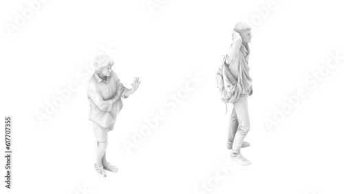 3D High Poly Humans - SET6 Monochromatic - Isometric View 1