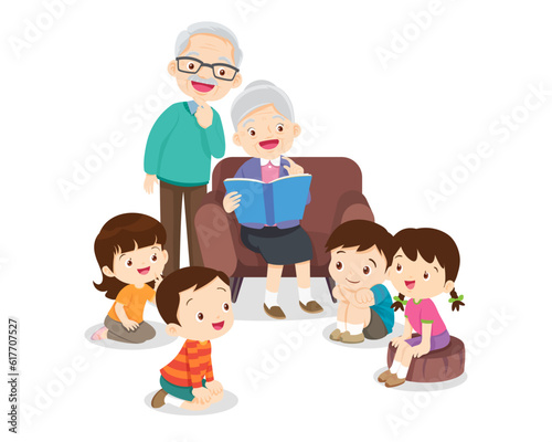 Grandparents read fairy tales to their grandchildren 5