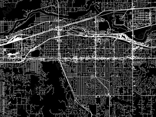 Vector road map of the city of Spokane Valley Washington in the United States of America with white roads on a black background.