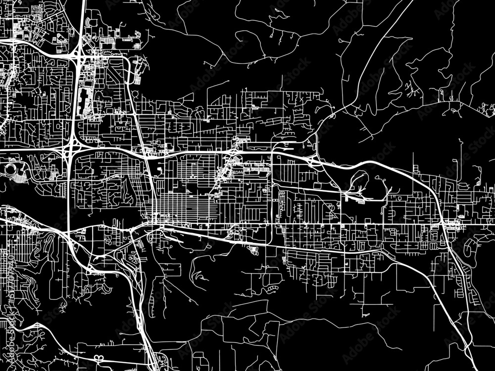 Vector road map of the city of  Springfield Oregon in the United States of America with white roads on a black background.