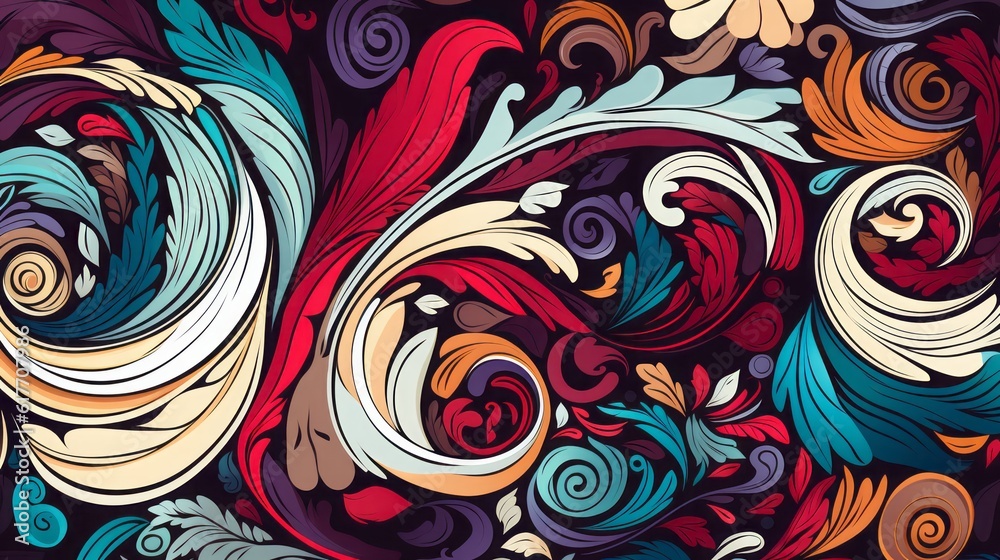 Artistic hand drawn floral ornament pattern. Abstract trendy colorful print. Fashionable vector template for your design. Artistic hand drawn floral ornament pattern. Abstract trendy colorful print. Fashionable vector template for your design.
