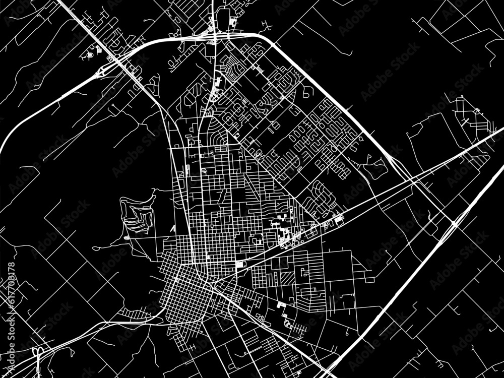 Vector road map of the city of  Victory Texas in the United States of America with white roads on a black background.
