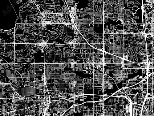 Vector road map of the city of  Westminster Colorado in the United States of America with white roads on a black background.
