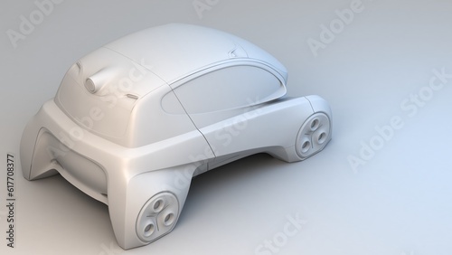 CGI car 3D model rendered in grey