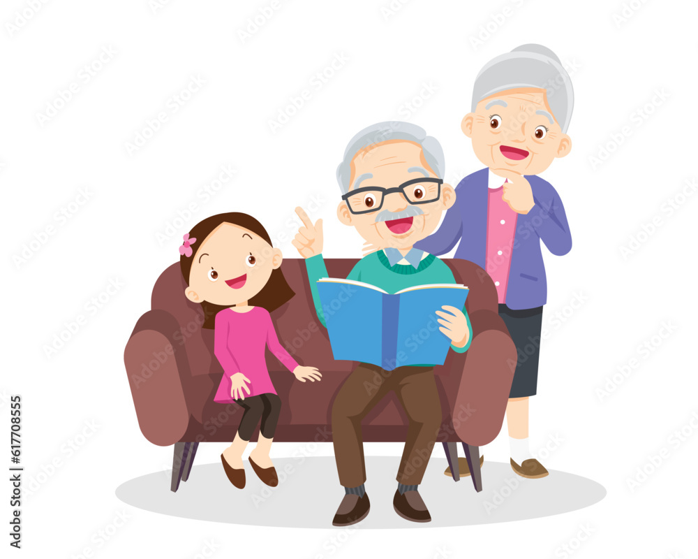 grandparents reading book with granddaughter 2 grandparents reading book with granddaughter 2