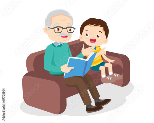Grandparents read fairy tales to grandchildren
