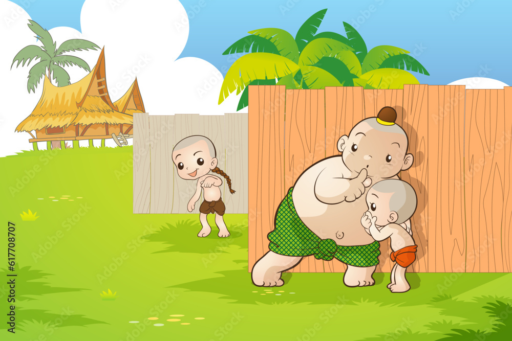 Fototapeta premium Traditional Thai Children are playing game