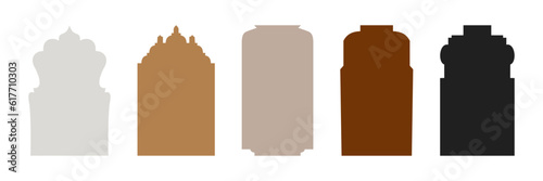 Shape islamic door. Shape silhouette in oriental style. Ramadan kareem icon. Arab door in flat style. Vector illustration.