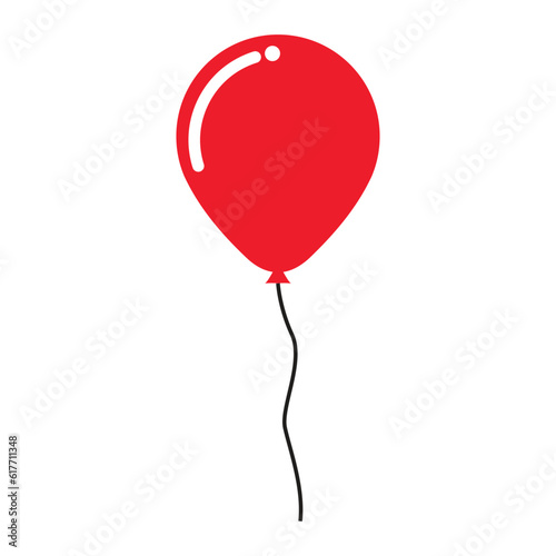 Single red colored balloon icon. Flat color design