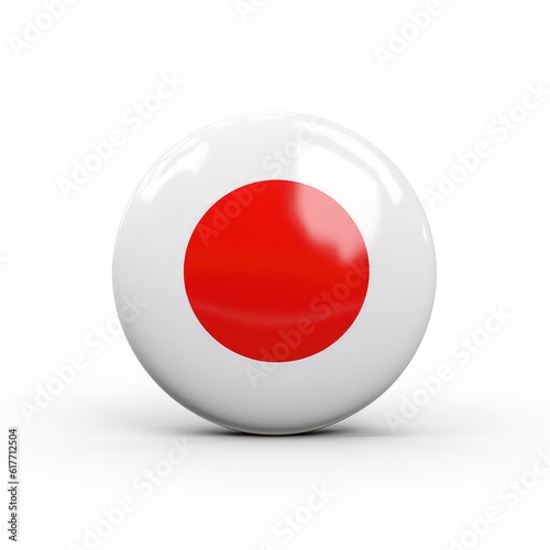 Japan flag button against white background.