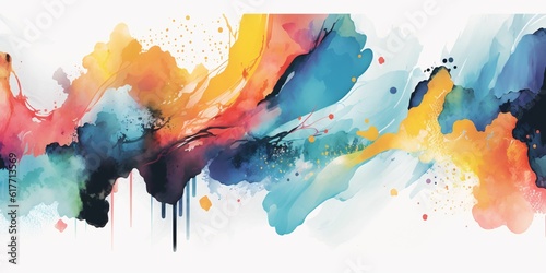 AI generated illustration of a vibrant and dynamic artwork with a combination of watercolor and ink