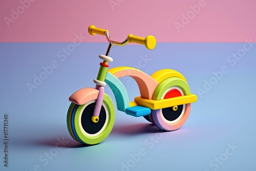 AI generated illustration of a toy bicycle with vibrant colors