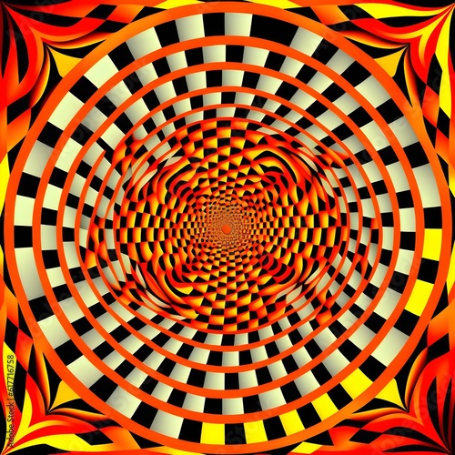 optical illusion symetric fire LSD pattern good Luck IA 