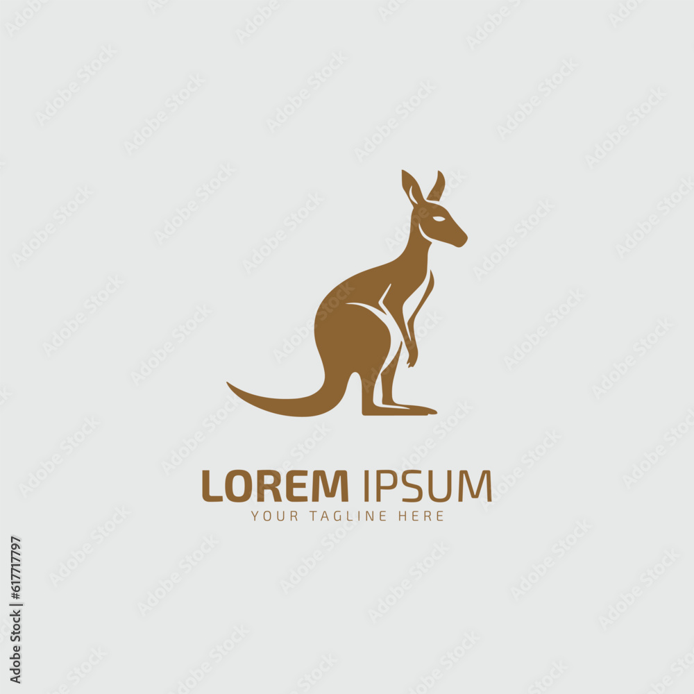 Kangaroo sitting logo icon vector illustration design template
