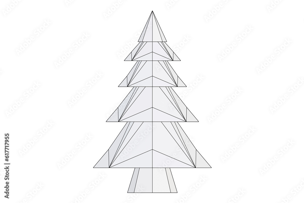 Simple Low Poly Christmas Tree, 3d rendering