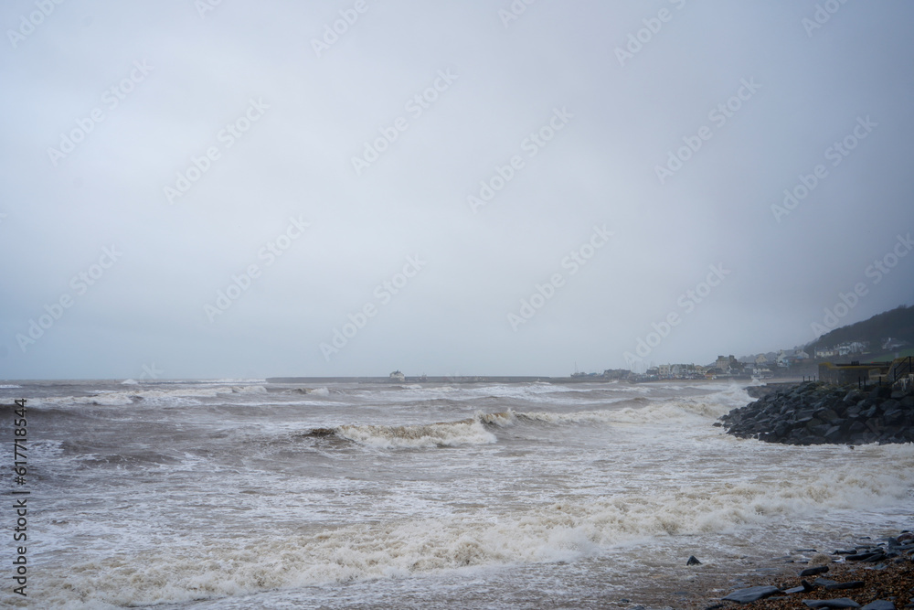 Stormy waves on the coast of England Stormy waves on the coast of England