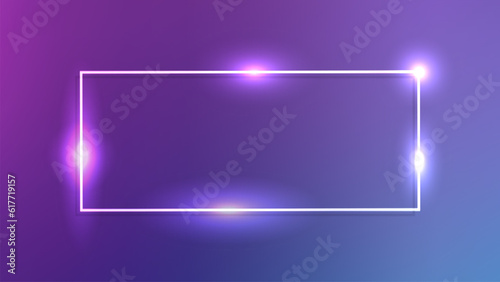 Neon rectangular frame with shining effects