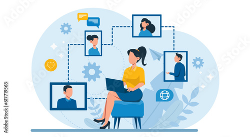 Vector of businesspeople networking online