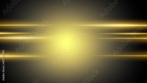 Black luxury background with golden line elements and light ray effect decoration and bokeh