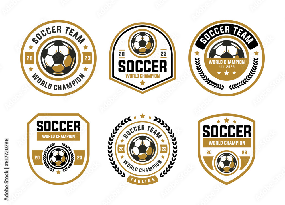 Football logo vector bundle, emblem set collections. Football logo badge template bundle