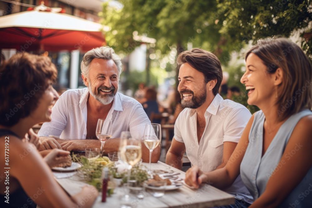 happy friends diner outside ai generated happy friends diner outside ai generated