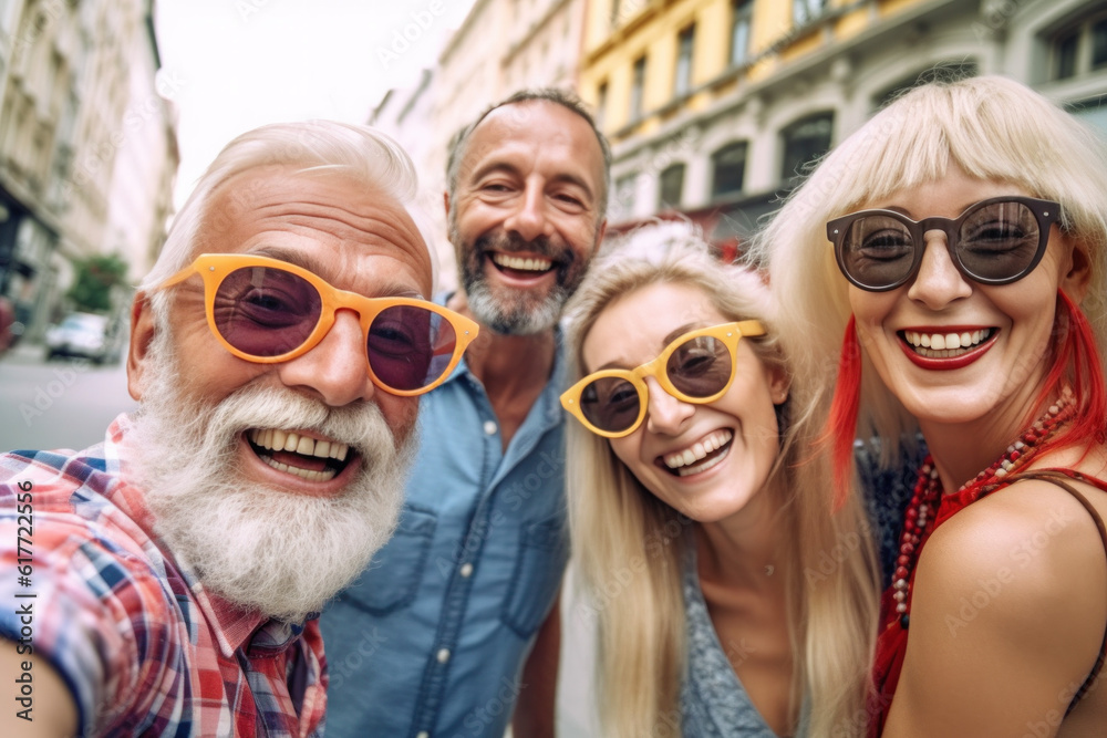 happy friends outside making a selfie ai generated happy friends outside making a selfie ai generated