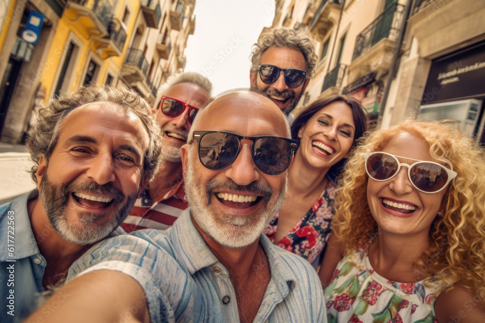 happy friends outside making a selfie ai generated happy friends outside making a selfie ai generated