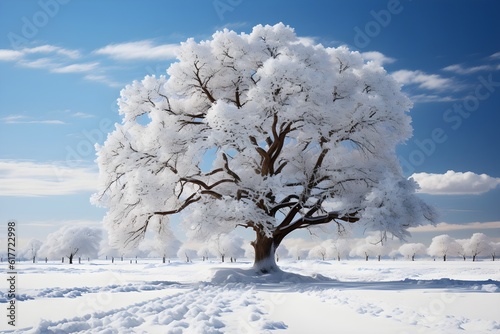 雪原に立つ１本の大きな木 with generative ai