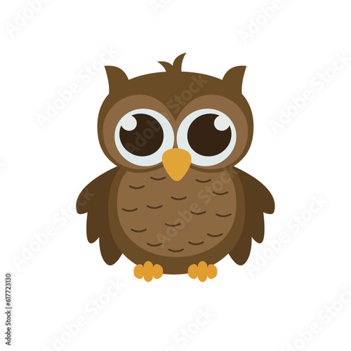 Cartoon funny owl isolated on white background