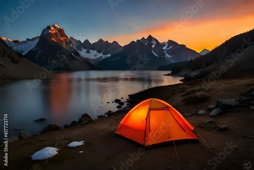 camping in the mountains generated Ai © Ai Studio