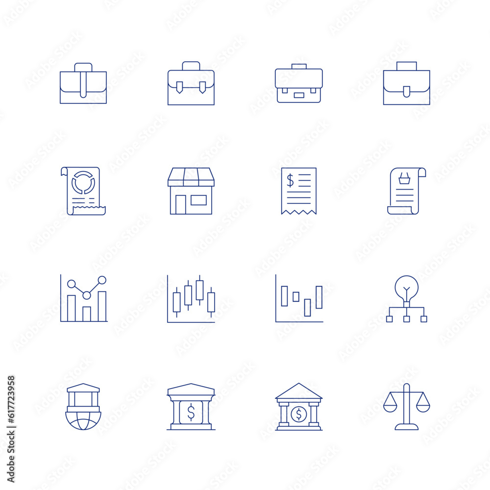 Business line icon set on transparent background with editable stroke ...