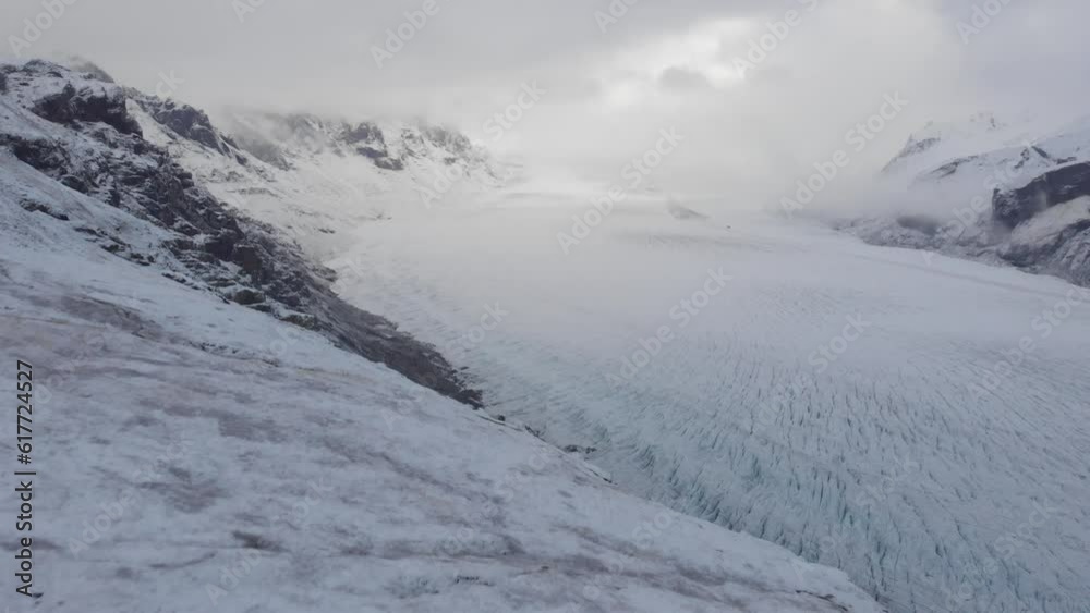 Drone view over snowy landscapes in Iceland Drone view over snowy landscapes in Iceland