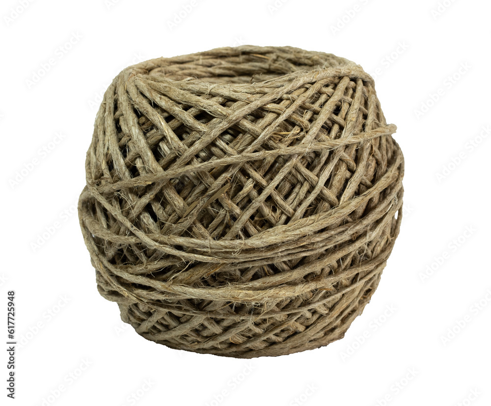 Thick rustic sisal twine skein,, isolated on blank background. Thick rustic sisal twine skein,, isolated on blank background.